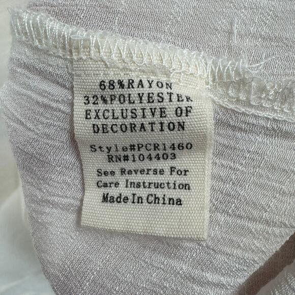 Perch by Blu Pepper Embroidered Blouse Womens 2XL Cream Brown Ruffles - Picture 9 of 13